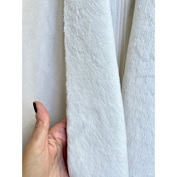 Dolce Cabo Cable Knit Faur Fur Shawl Collar Open Front Sweater Cream Womens S - Picture 4 of 7